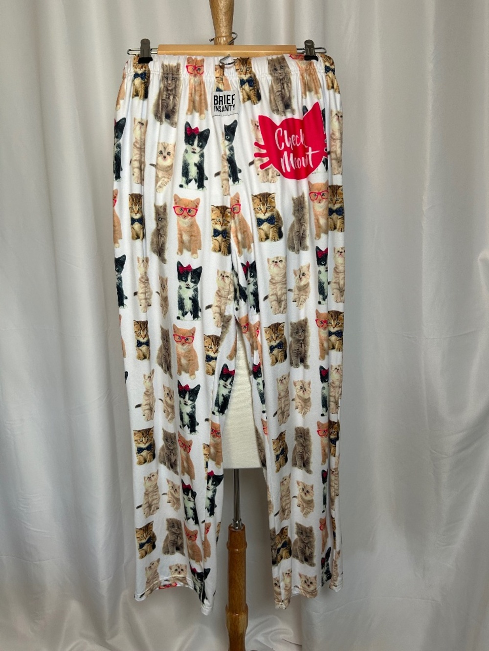 BRIEF INSANITY "CHECK MEOWT" LOUNGE PANTS - SIZE LARGE